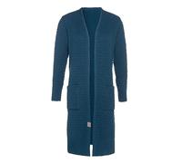 KNIT FACTORY - Jaida Lange Strickjacke - Damen Strickjacke mit Taschen - Cardigan mit Wolle - Hochwertige Qualität - Grobstrickjacke für Damen - Petrol - 36/38