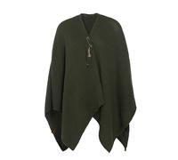 KNIT FACTORY - Jazz Poncho - Elegant Gestrickter Damen Cape - Wickelschal mit Wolle - Hochwertige Qualität - Khaki