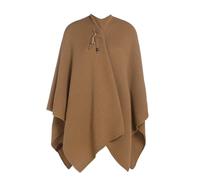 KNIT FACTORY - Jazz Poncho - Elegant Gestrickter Damen Cape - Wickelschal mit Wolle - Hochwertige Qualität - New Camel