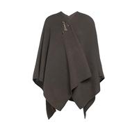 KNIT FACTORY - Jazz Poncho - Elegant Gestrickter Damen Cape - Wickelschal mit Wolle - Hochwertige Qualität - Taupe