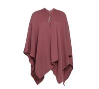 KNIT FACTORY - Jazz Poncho Cape - Elegant Gestrickter Damen Poncho - Wickelschal mit Wolle - Hochwertige Qualität - Stone Red