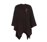KNIT FACTORY - Jazz Poncho - Elegant Gestrickter Damen Cape - Wickelschal mit Wolle - Hochwertige Qualität - Dunkelbraun
