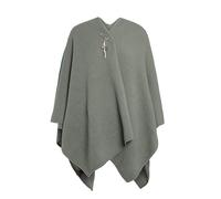 KNIT FACTORY - Jazz Poncho - Elegant Gestrickter Damen Cape - Wickelschal mit Wolle - Hochwertige Qualität - Urban Green