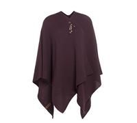 KNIT FACTORY - Jazz Poncho - Elegant Gestrickter Damen Cape - Wickelschal mit Wolle - Hochwertige Qualität - Aubergine