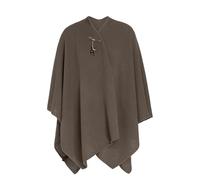 KNIT FACTORY - Jazz Poncho - Elegant Gestrickter Damen Cape - Wickelschal mit Wolle - Hochwertige Qualität - Cappuccino