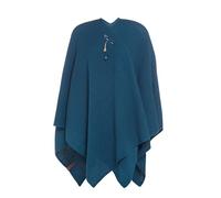 KNIT FACTORY - Jazz Poncho - Elegant Gestrickter Damen Cape - Wickelschal mit Wolle - Hochwertige Qualität - Petrol