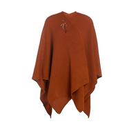 KNIT FACTORY - Jazz Poncho - Elegant Gestrickter Damen Cape - Wickelschal mit Wolle - Hochwertige Qualität - Terra