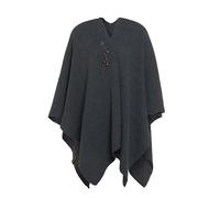 KNIT FACTORY - Jazz Poncho - Elegant Gestrickter Damen Cape - Wickelschal mit Wolle - Hochwertige Qualität - Anthrazit