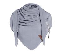 KNIT FACTORY - Lola Dreieckstuch - Fein Gestrickter Damen Schal - Tuch Schal - Für Frühling und Sommer - Baumwollmix - Steel - 190x85 cm