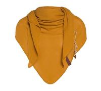 Knit Factory - Lola Dreieckstuch - Fein Gestrickter Damen Schal - Tuch Schal - Für Frühling und Sommer - Baumwollmix - Ocker - 190x85 cm