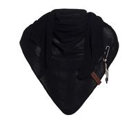 KNIT FACTORY - Lola Dreieckstuch - Fein Gestrickter Damen Schal - Tuch Schal - Für Frühling und Sommer - Baumwollmix - Schwarz - 190x85 cm