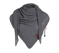 KNIT FACTORY - Lola Dreieckstuch - Fein Gestrickter Damen Schal - Tuch Schal - Für Frühling und Sommer - Baumwollmix - Med Grey - 190x85 cm