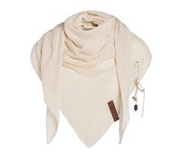 KNIT FACTORY - Lola Dreieckstuch - Fein Gestrickter Damen Schal - Tuch Schal - Für Frühling und Sommer - Baumwollmix - Ecru - 190x85 cm