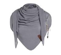 KNIT FACTORY - Lola Dreieckstuch - Fein Gestrickter Damen Schal - Tuch Schal - Für Frühling und Sommer - Baumwollmix - Dark Grey - 190x85 cm