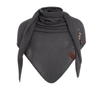 KNIT FACTORY - Lola Dreieckstuch - Fein Gestrickter Damen Schal - Tuch Schal - Für Frühling und Sommer - Baumwollmix - Anthrazit - 190x85 cm