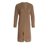 KNIT FACTORY - Luna Lange Strickjacke - Damen Strickjacke mit Wolle - Cardigan mit Hochwertige Qualität - Grobstrickjacke für Damen - Nude - 36/38