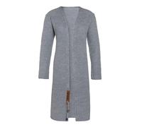 KNIT FACTORY - Luna Lange Strickjacke - Damen Strickjacke mit Wolle - Cardigan mit Hochwertige Qualität - Grobstrickjacke für Damen - Großen Größen - Grau - 46/48