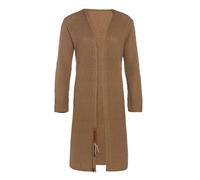 KNIT FACTORY - Luna Lange Strickjacke - Damen Strickjacke mit Wolle - Cardigan mit Hochwertige Qualität - Grobstrickjacke für Damen - New Camel - 40/42