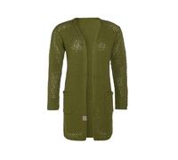 KNIT FACTORY - Luna Strickjacke - Mittellange Damen Strickjacken mit Taschen - Cardigan mit Wolle - Grobstrickjacke - Hochwertige Qualität - Moosgrün - 40/42