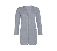 KNIT FACTORY - Luna Strickjacke - Mittellange Damen Strickjacken mit Taschen - Cardigan mit Wolle - Grobstrickjacke - Hochwertige Qualität - Grau - 40/42