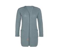 KNIT FACTORY - Luna Strickjacke - Mittellange Damen Strickjacken mit Taschen - Cardigan mit Wolle - Grobstrickjacke - Hochwertige Qualität - Stone Green - 36/38