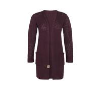 KNIT FACTORY - Luna Strickjacke - Mittellange Damen Strickjacken mit Taschen - Cardigan mit Wolle - Grobstrickjacke - Hochwertige Qualität - Aubergine - 36/38