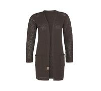 KNIT FACTORY - Luna Strickjacke - Mittellange Damen Strickjacken mit Taschen - Cardigan mit Wolle - Grobstrickjacke - Hochwertige Qualität - Taupe - 36/38