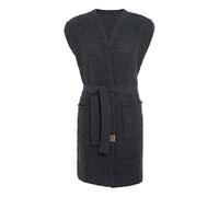 KNIT FACTORY - Luna Strickweste - Damen Strickjacke ohne Ärmel - Cardigan mit Hochwertige Qualität - Gestricktes Gilet aus Wolle - Anthrazit - 36/38