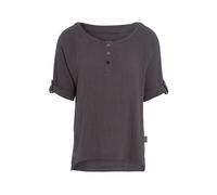 KNIT FACTORY - Nena Top - Damen Oberteile - Longshirt - Luftig und lockere Passform - Für Frühling und Sommer - Rundhalsausschnitt - 100% Bio-Baumwolle - Anthrazit - S