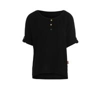 KNIT FACTORY - Nena Top - Damen Oberteile - Longshirt - Luftig und lockere Passform - Für Frühling und Sommer - Rundhalsausschnitt - 100% Bio-Baumwolle - Schwarz - L