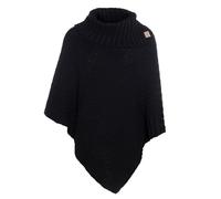 KNIT FACTORY - Nicky Gestrickter Poncho - Damen Strickponcho mit Kragen - Mit Wolle - Hochwertige Qualität - Schwarz