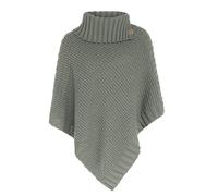 KNIT FACTORY - Nicky Gestrickter Poncho - Damen Strickponcho mit Kragen - Mit Wolle - Hochwertige Qualität - Urban Green