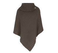 KNIT FACTORY - Nicky Gestrickter Poncho - Damen Strickponcho mit Kragen - Mit Wolle - Hochwertige Qualität - Cappuccino