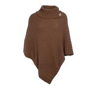 KNIT FACTORY - Nicky Gestrickter Poncho - Damen Strickponcho mit Kragen - Mit Wolle - Hochwertige Qualität - Tobacco