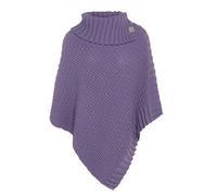 Knit Factory - Nicky Gestrickter Poncho - Damen Strickponcho mit Kragen - Mit Wolle - Hochwertige Qualität - Violett