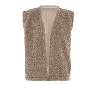 KNIT FACTORY - Rosie Weste Teddy - Damen Jacke ohne Ärmel - Damen Jacke aus Teddystoff - Gilet in Hüfthöhe - Leinen - 36/44