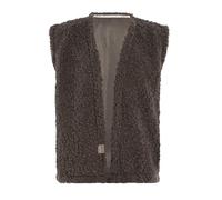 KNIT FACTORY - Rosie Weste Teddy - Damen Jacke ohne Ärmel - Damen Jacke aus Teddystoff - Gilet in Hüfthöhe - Taupe - 36/44
