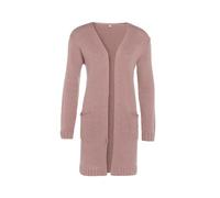 KNIT FACTORY - Ruby Strickjacke - Lange Damen Strickjacke mit Taschen - Cardigan mit Wolle und Alpaka-Wolle - Hochwertige Qualität - Alt Rosa - 40/42
