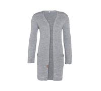 KNIT FACTORY - Ruby Strickjacke - Lange Damen Strickjacke mit Taschen - Cardigan mit Wolle und Alpaka-Wolle - Hochwertige Qualität - Grau - 40/42