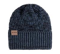 KNIT FACTORY - Sally Mütze - Strickmütze für Damen und Herren - Beanie - Wintermütze mit Wolle - Robusten Look - Hochwertige Qualität - Jeans/Navy