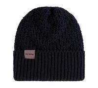 KNIT FACTORY - Sally Mütze - Strickmütze für Damen und Herren - Beanie - Wintermütze mit Wolle - Robusten Look - Hochwertige Qualität - Navy