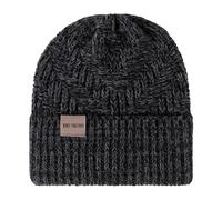 KNIT FACTORY - Sally Mütze - Strickmütze für Damen und Herren - Beanie - Wintermütze mit Wolle - Robusten Look - Hochwertige Qualität - Schwarz/Anthrazit