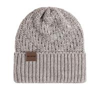 KNIT FACTORY - Sally Mütze - Strickmütze für Damen und Herren - Beanie - Wintermütze mit Wolle - Robusten Look - Hochwertige Qualität - Grau/Beige
