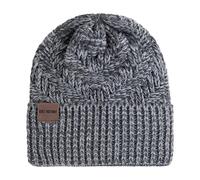 KNIT FACTORY - Sally Mütze - Strickmütze für Damen und Herren - Beanie - Wintermütze mit Wolle - Robusten Look - Hochwertige Qualität - Anthrazit/Grau