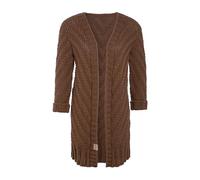 KNIT FACTORY - Sally Strickjacke - Mittellange Damen Strickjacken - Cardigan mit Wolle - Grobstrickjacke - Strickweste für den Herbst und Winter - Hochwertige Qualität - Tobacco - 40/42