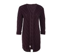 KNIT FACTORY - Sally Strickjacke - Mittellange Damen Strickjacken - Cardigan mit Wolle - Grobstrickjacke - Strickweste für den Herbst und Winter - Hochwertige Qualität - Aubergine - 40/42