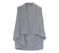 KNIT FACTORY - Senna Gestrickte Weste - Strick Stola - Schultertuch - Damen Strickgilet aus 50% Recycelte Baumwolle - Elegante Sommerweste - Grau - One Size