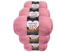 Knit Me DK Wolle 5x100g Vorteilspack - Weiches Acrylgarn zum Stricken & Häkeln, 1500m, pflegeleichtes Garn für Schal, Mütze, Decke, Pullover & Amigurumi (Rosenrosa)