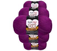Knit Me DK Wolle 5x100g Vorteilspack - Weiches Acrylgarn zum Stricken & Häkeln, 1500m, pflegeleichtes Garn für Schal, Mütze, Decke, Pullover & Amigurumi (Magenta)