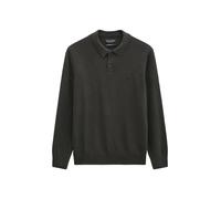 Langarm-Poloshirt MARC O'POLO "aus softem Bio-Bauwoll-Schurwoll-Mix", Herren, Gr. L, grau (wooden earth), Obermaterial: 54% Baumwolle, 29% Schurwolle, 17% Polyamid, unifarben, regular fit, Rippbündche